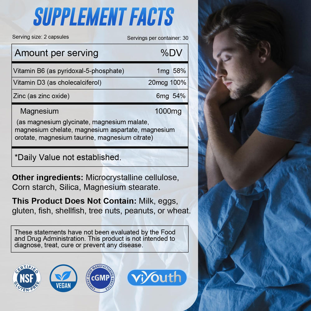 VIYOUTH Magnesium 7 Complex 7-forms diagram highlighting diverse magnesium sources for better absorption