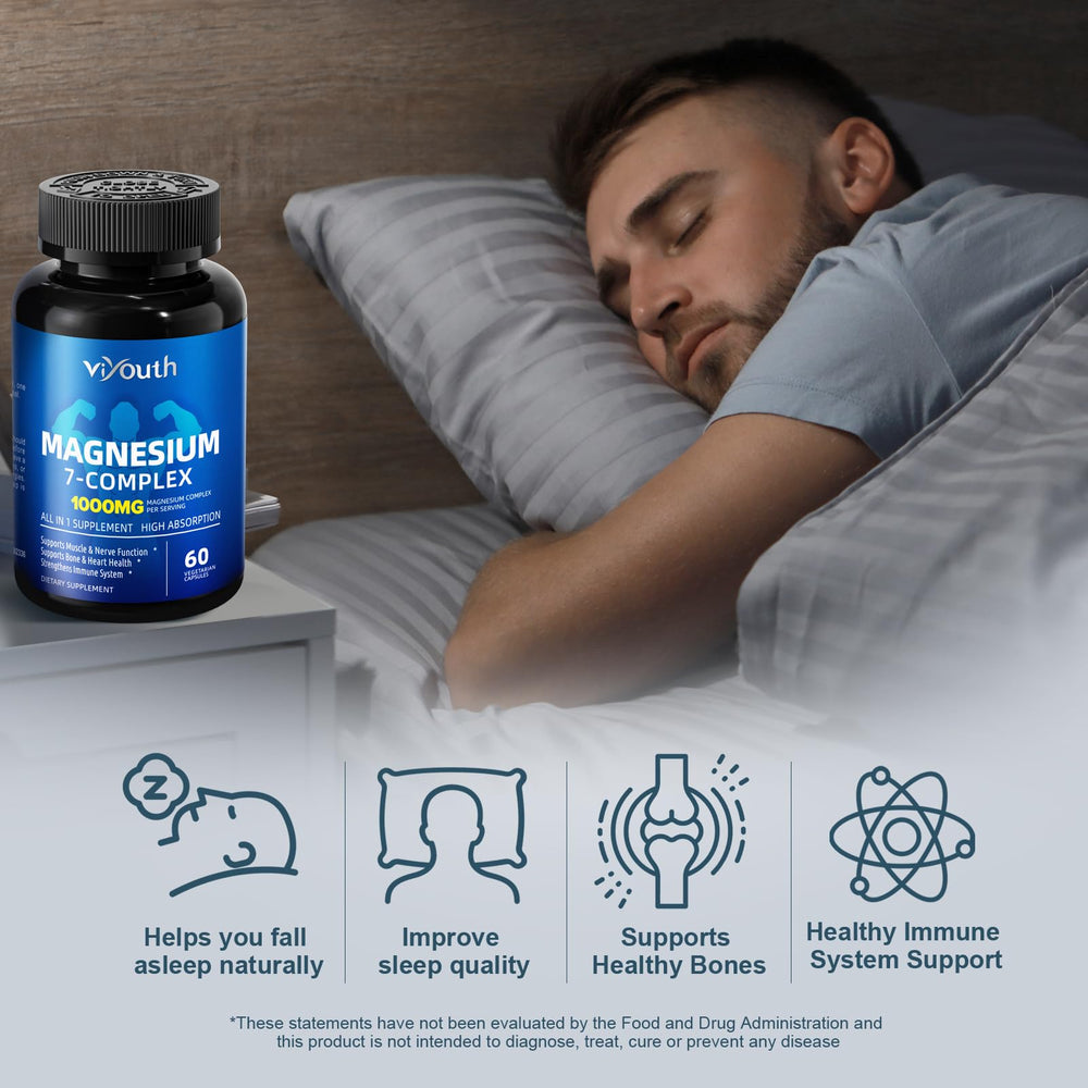 VIYOUTH Magnesium 7 Complex vitamin D3 and zinc highlight for daily support