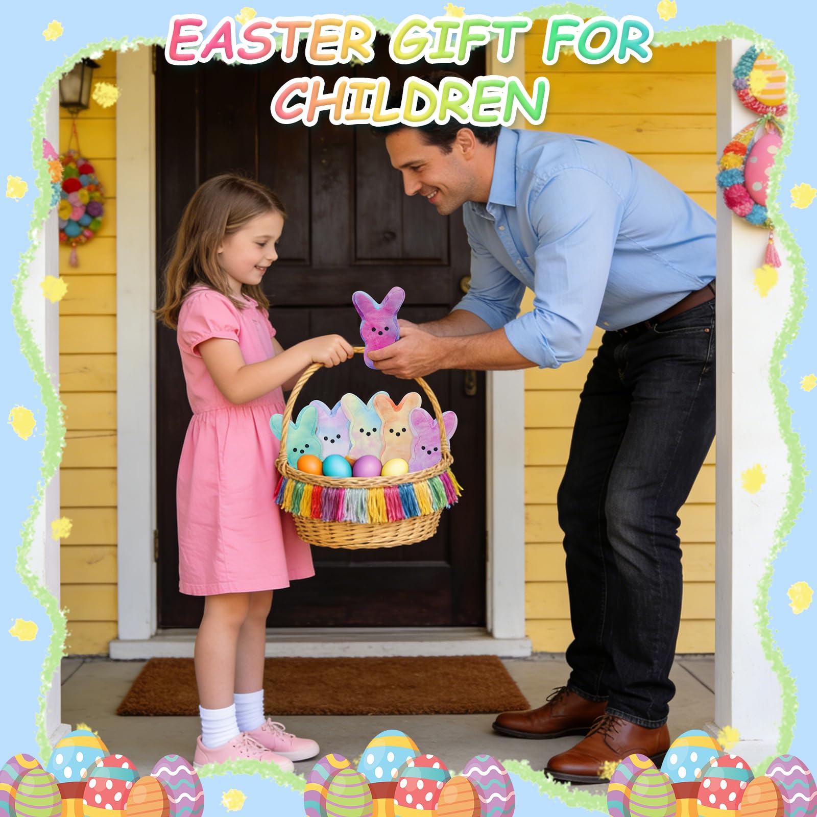 Vizethru bunny plush in basket adds playful Easter decoration and gifting.