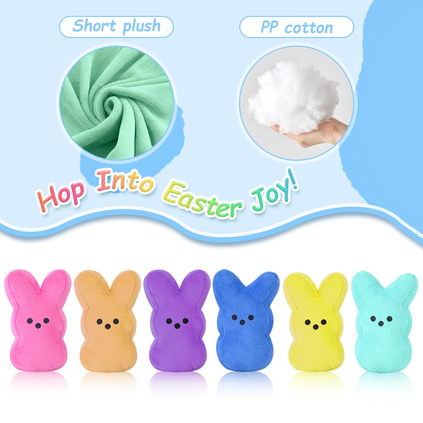 Vizethru child-safe Easter bunny plush 6in, gentle and safe.