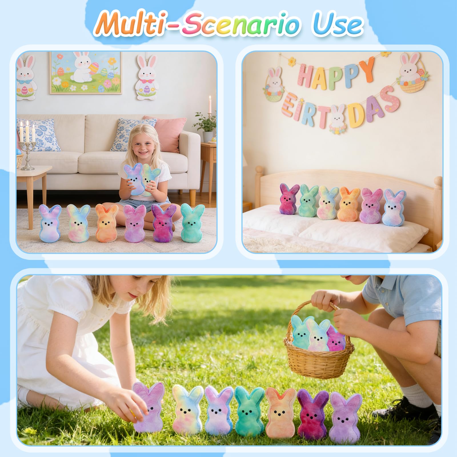 Vizethru fluffy Easter bunny decoration suitable for shelves or baskets.