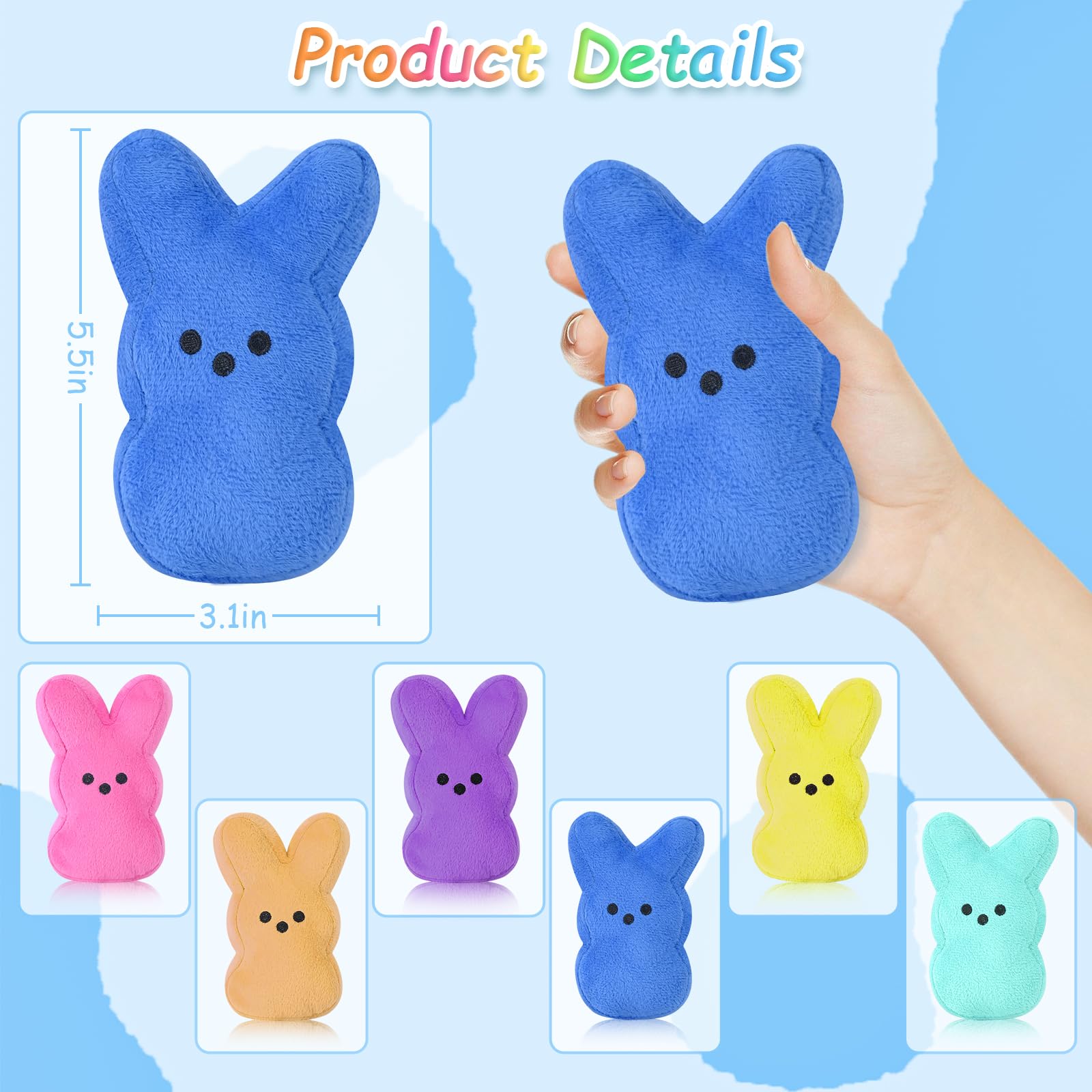 Vizethru party favor bunny plush 6in, perfect celebration gift.