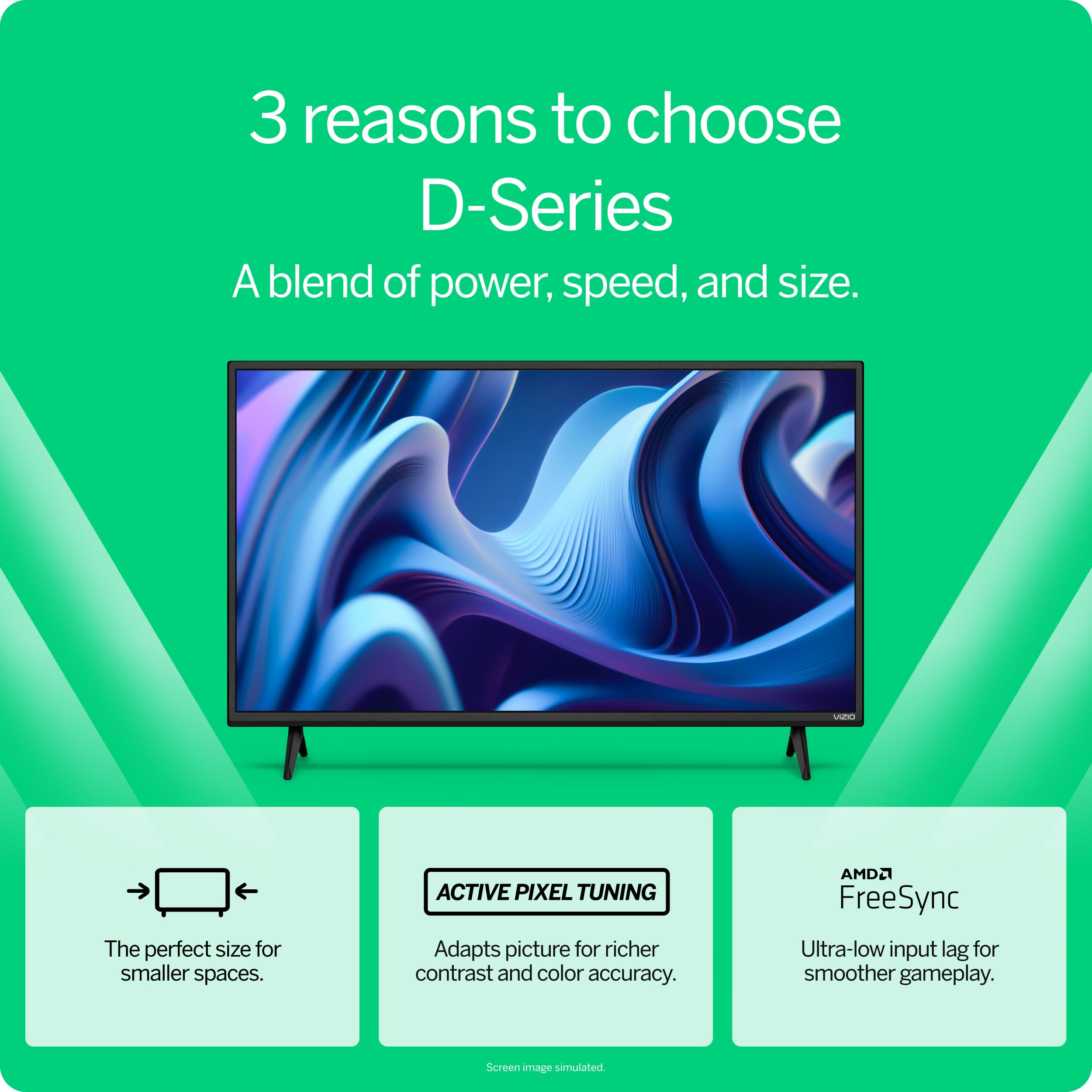 VIZIO D24f-J09 1080p display for crisp everyday viewing