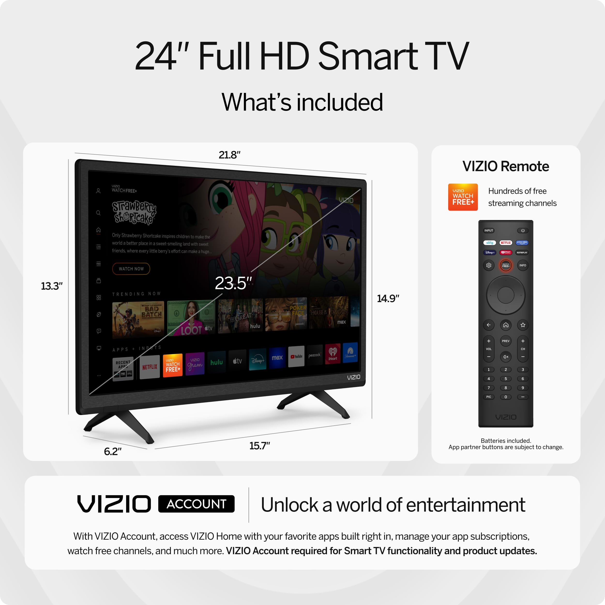 VIZIO D24f-J09 full-array LED backlight delivers even brightness