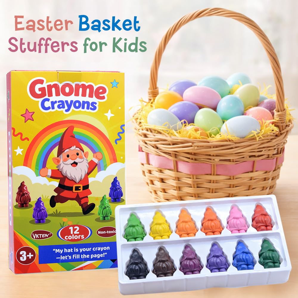 VKTEN 3D gnome-colored crayons provide chunky grips for little hands during creative play.