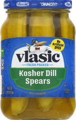 Vlasic Kosher Dill Spear Pickle 16 oz, fresh-packed for crisp crunch.