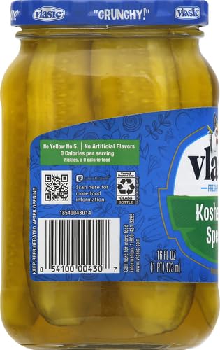 Vlasic Kosher Dill Spear Pickle with no artificial flavors.