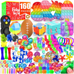 VNAMO 160-pack fidget toys contents with varied textures and bright colors for play