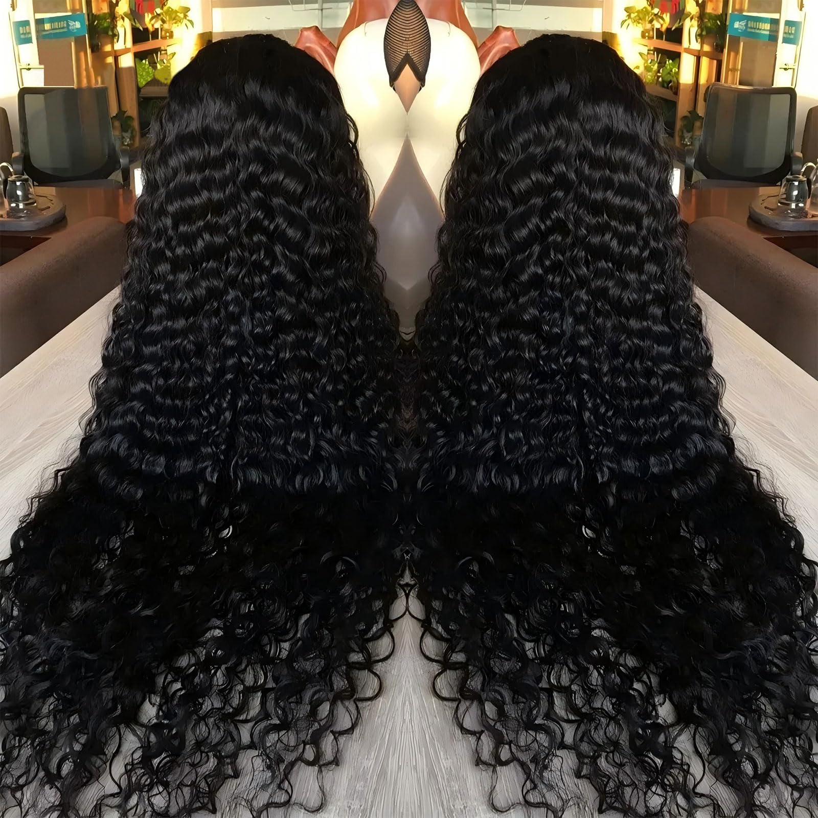 Vnrtkkn Deep wave wig suits weddings and party outfits.