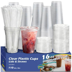 Voatree 110 pack cups with lids and straws for large events