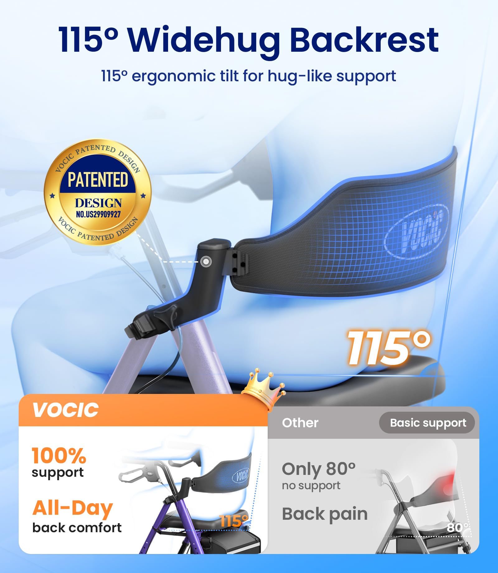 VOCIC ergonomic seat supports hips during rests