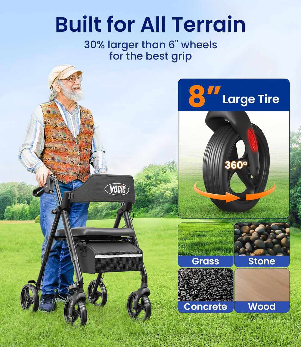 VOCIC Z21 rollator backrest is breathable and supportive