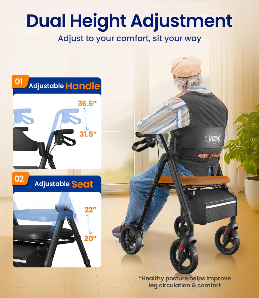 VOCIC Z21 rollator quick-fold in seconds for car trunks