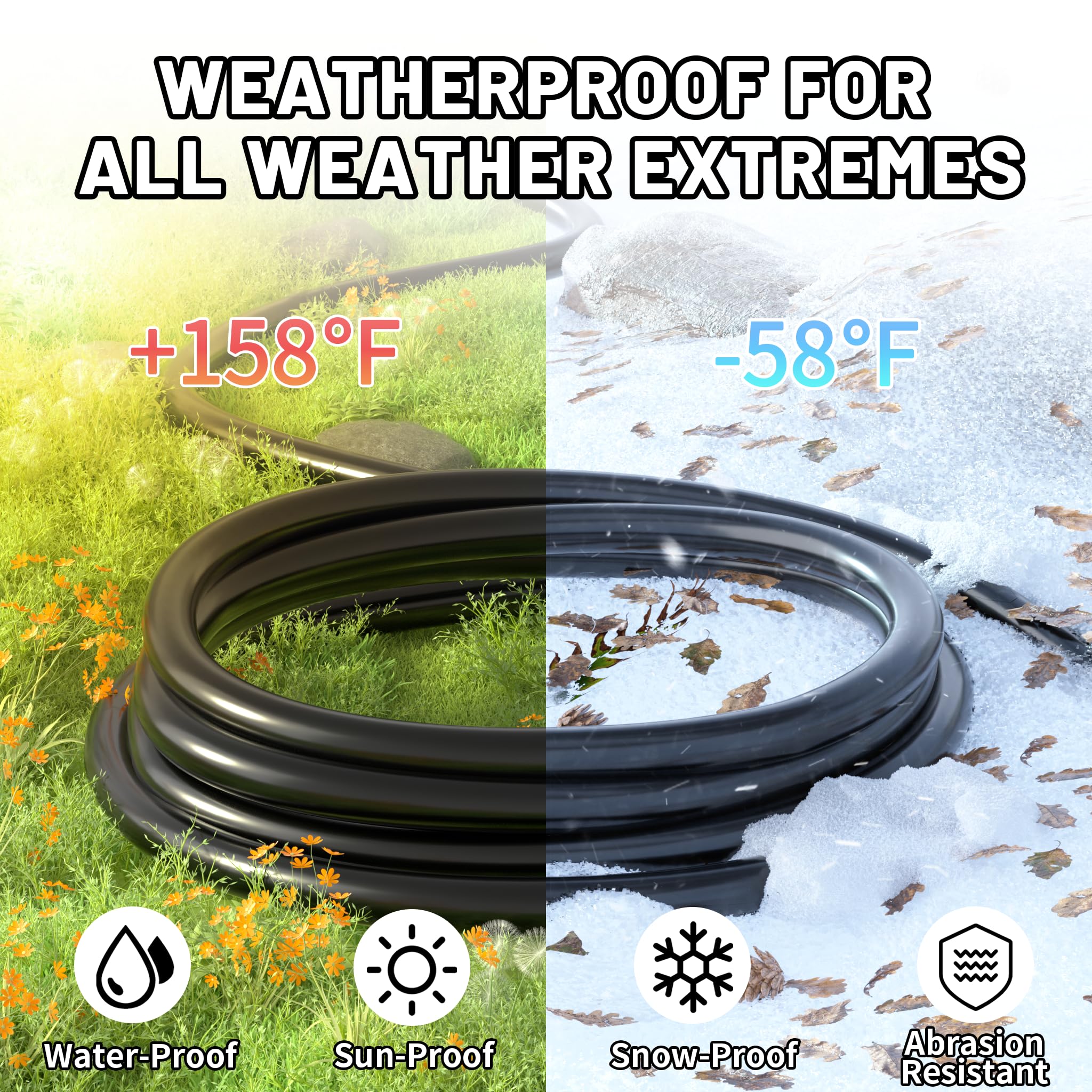 Vockjour extension cord with hanging hooks for easy outdoor storage.