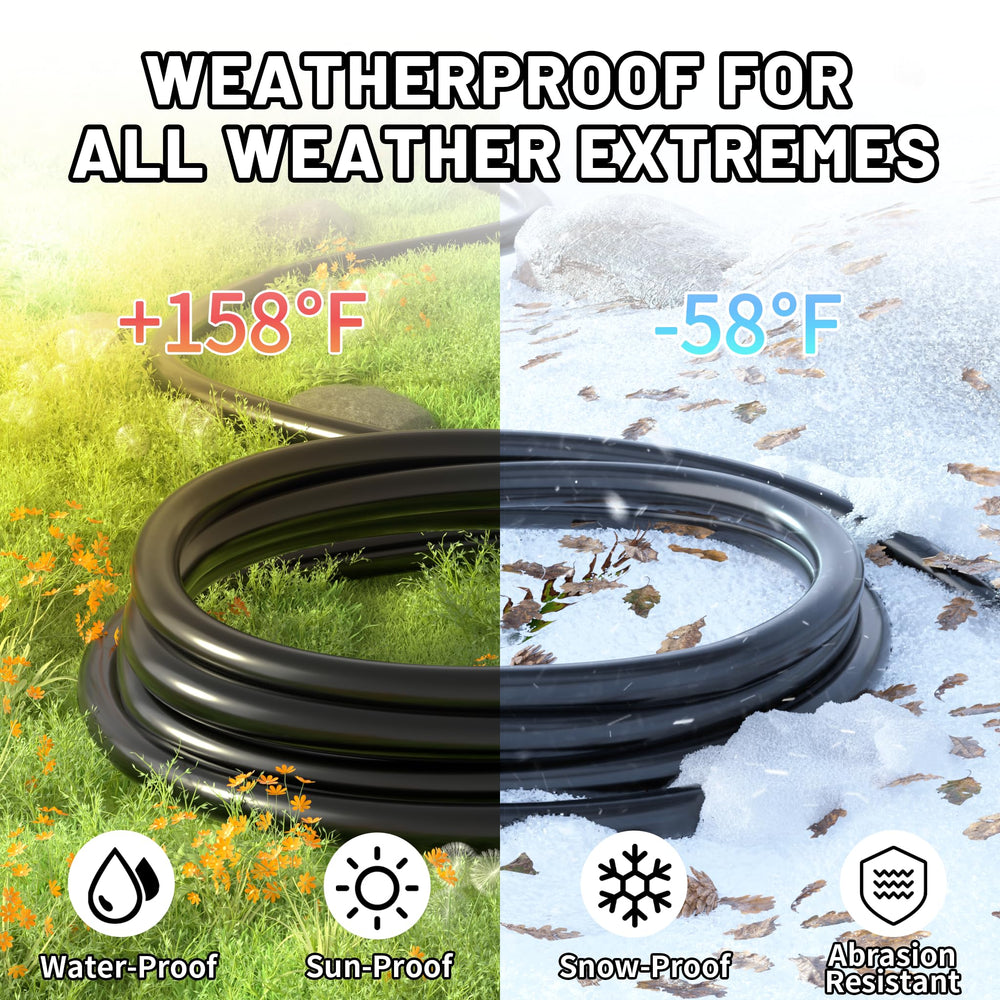Vockjour extension cord with hanging hooks for easy outdoor storage.