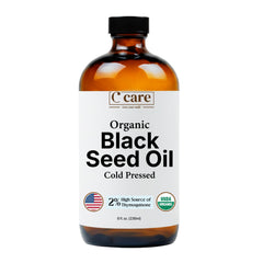 Vocks black seed oil bottle in amber glass supports overall wellness.