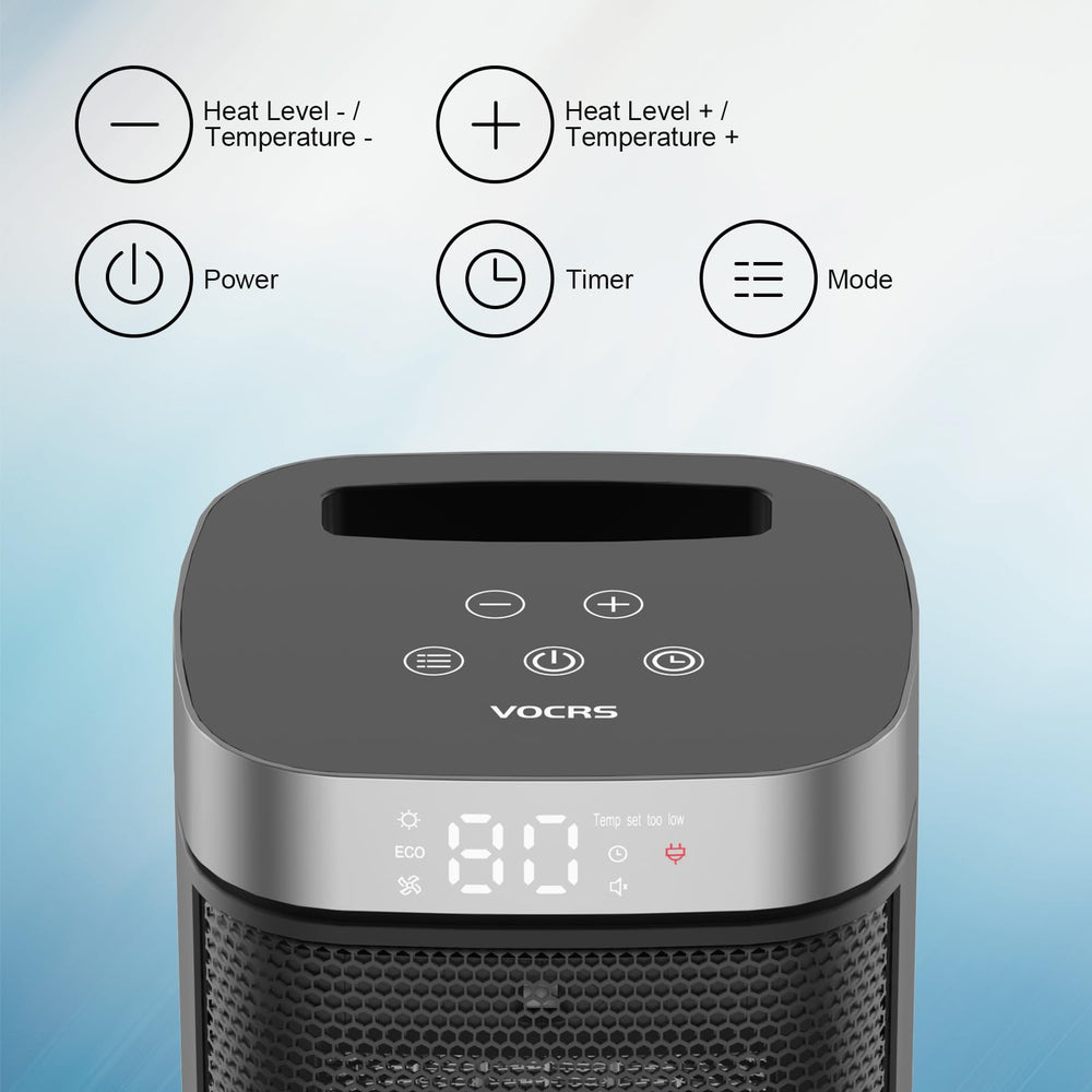 VOCRS 1500W space heater remote control enables easy temperature adjustments from afar
