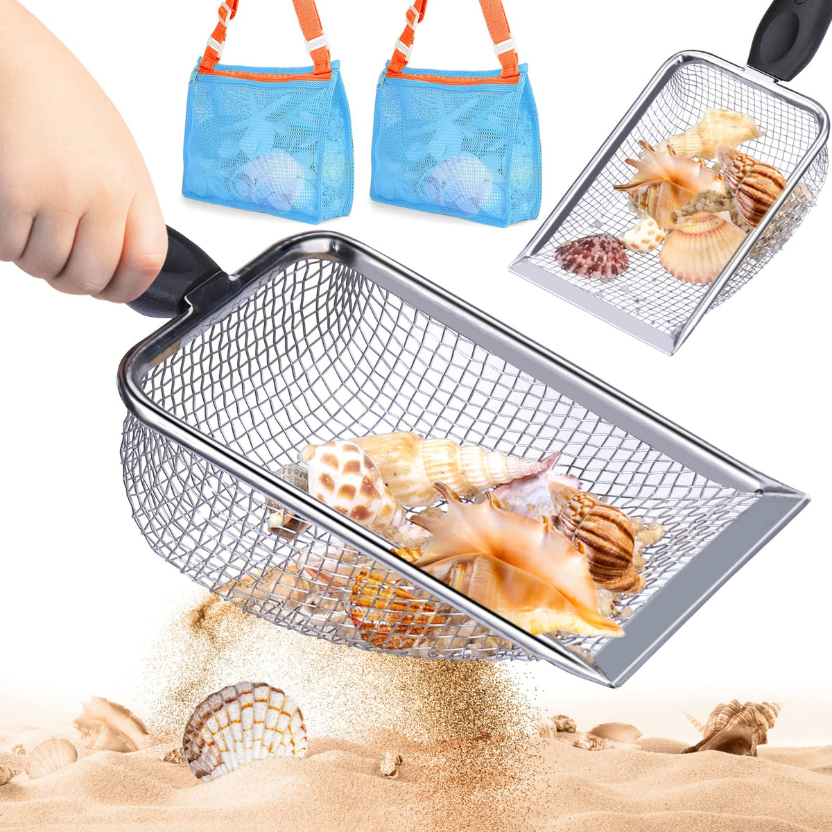 Vodolo beach mesh shovel assembled for easy shell hunting.