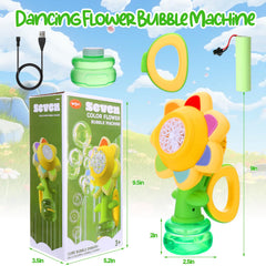 Vodolo bubble machine with LED rainbow lights creates a magical bubble show for outdoor fun.