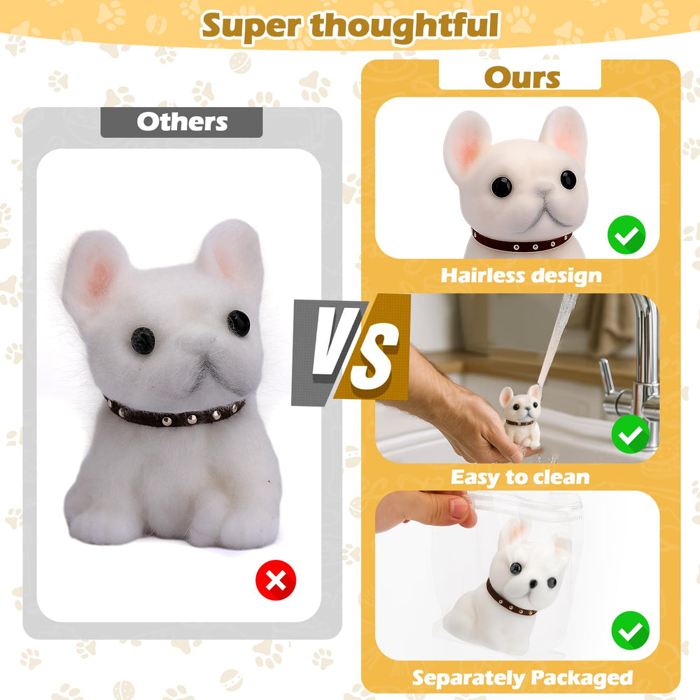 Vodolo Pure White Taba Dog squishy on desk during meeting for subtle stress-relief during work