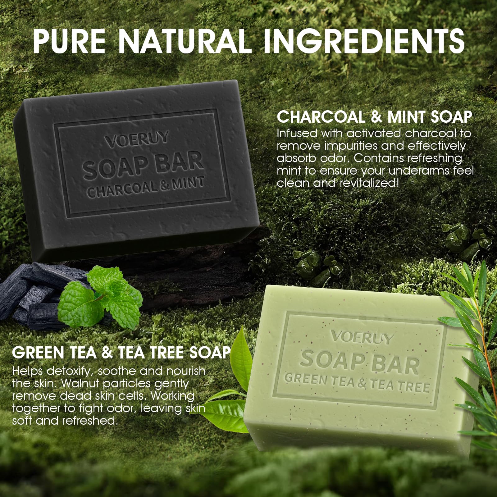 VOERUY soap bag included for easy lather during bath or shower