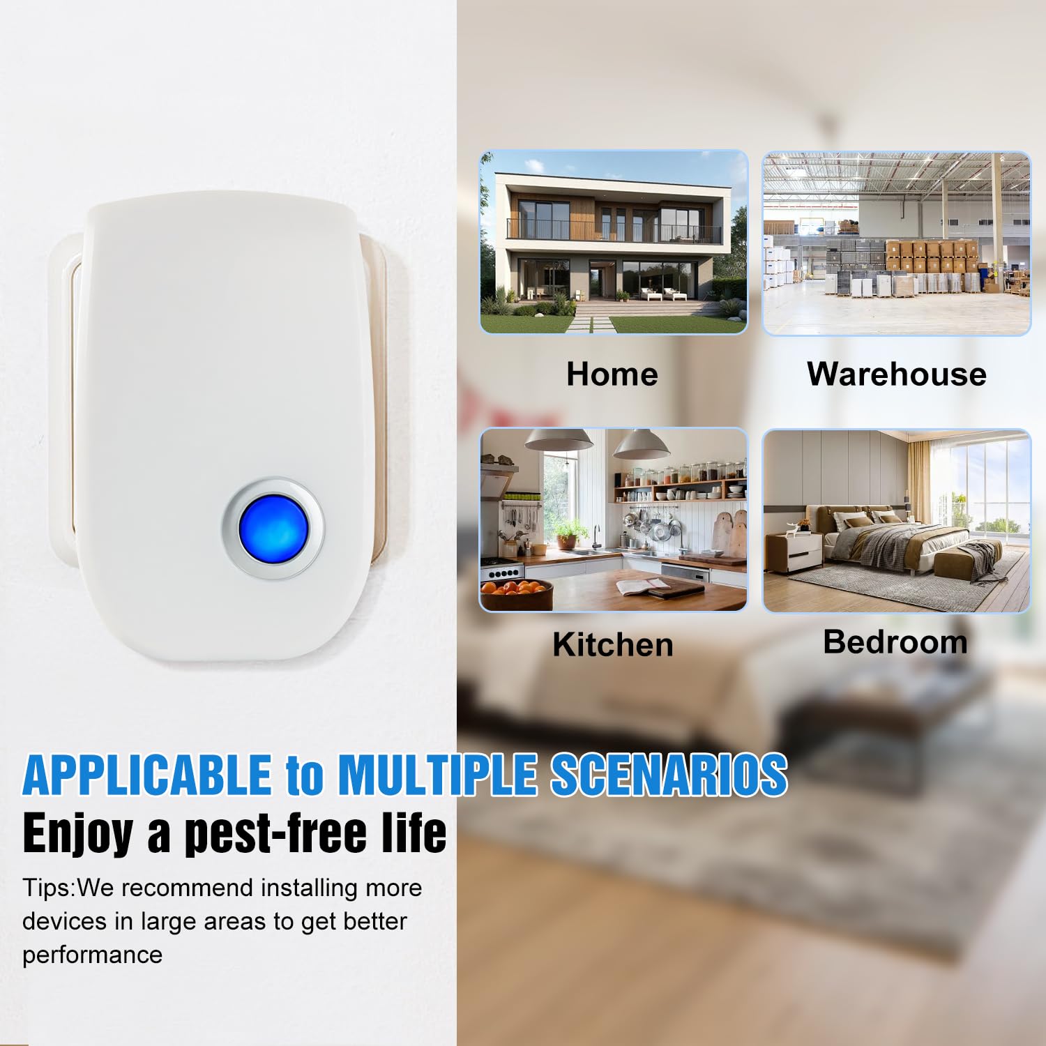 Vogholic ultrasonic pest repeller product image conveys reliable, non-toxic deterrence