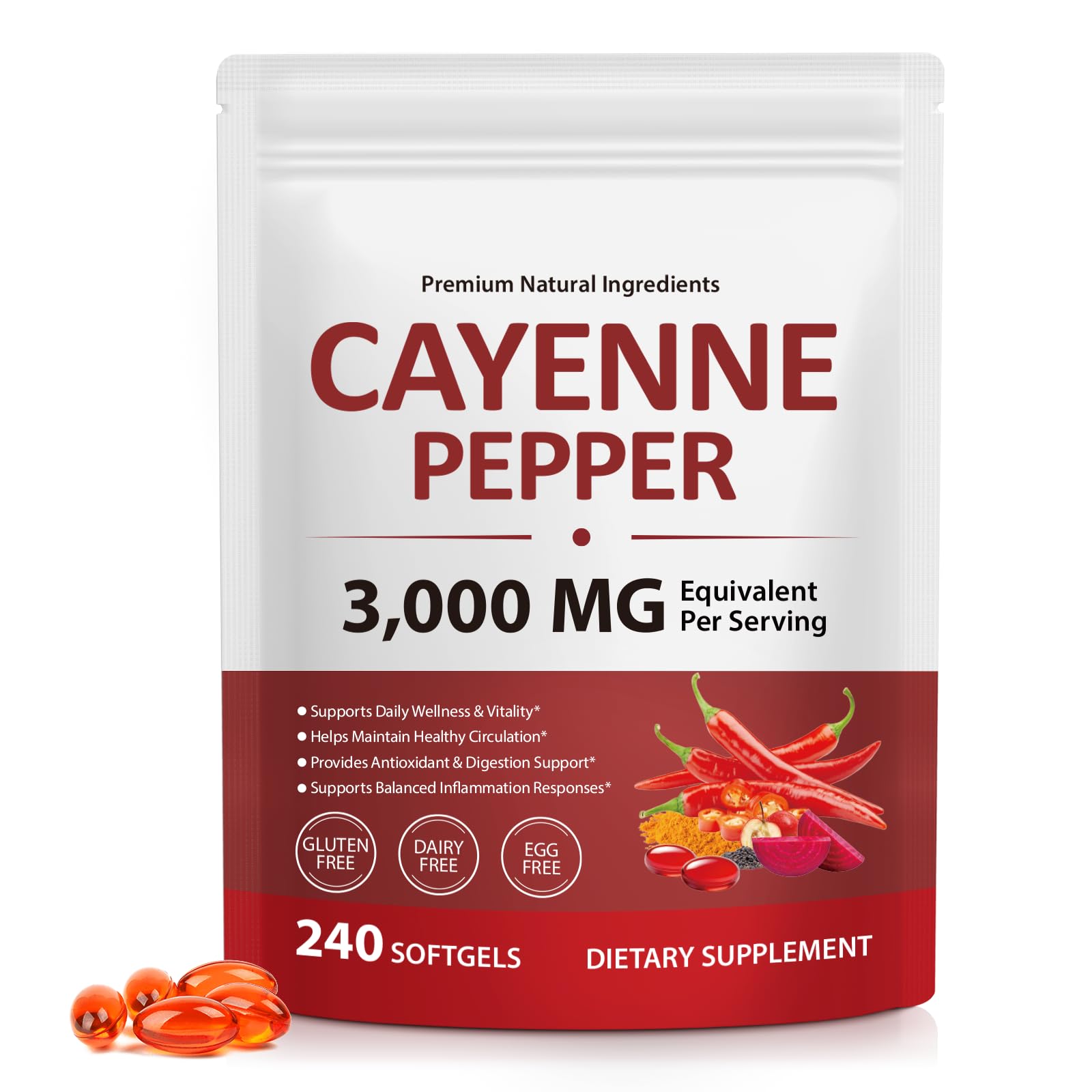 VOGSIG Cayenne Softgels bottle front showing a comprehensive daily wellness blend