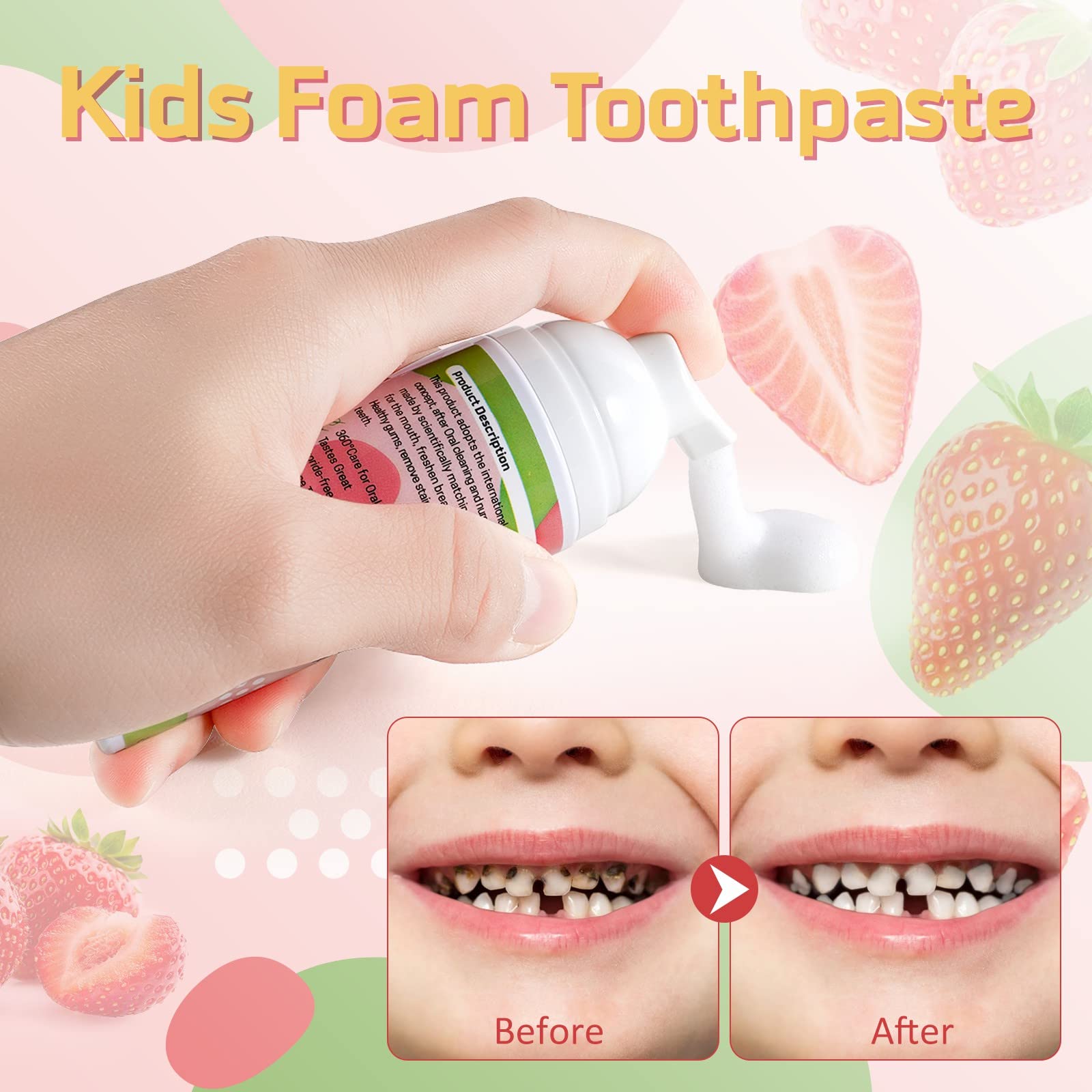 VOGSIG Kids Foam Toothpaste application on brush shows easy foam application.