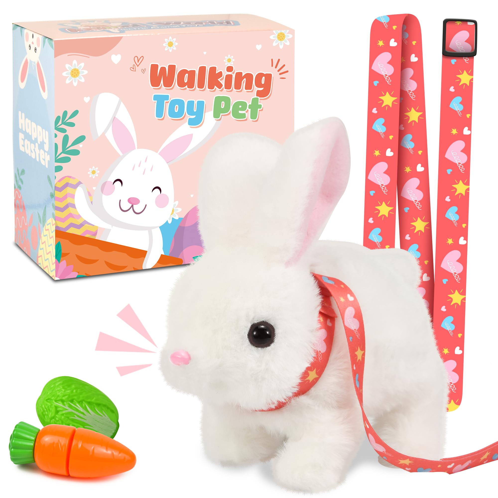 Voichic Bunby Easter robot bunny front view showing a lifelike hopping toy for curious kids.