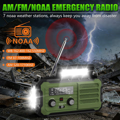 Vokida solar charging panel keeps the radio powered outdoors.