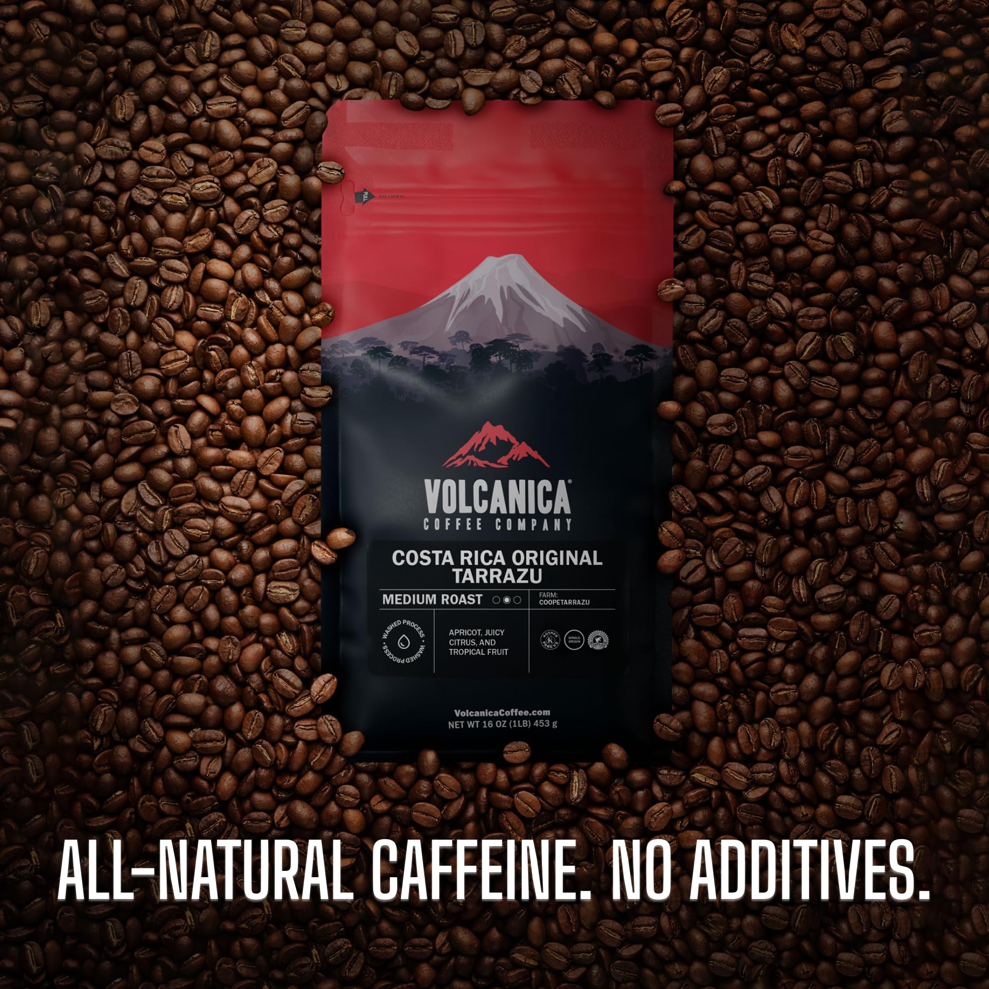 Volcanica Low Acid Coffee cup reveals chocolate, nutty, tangerine notes