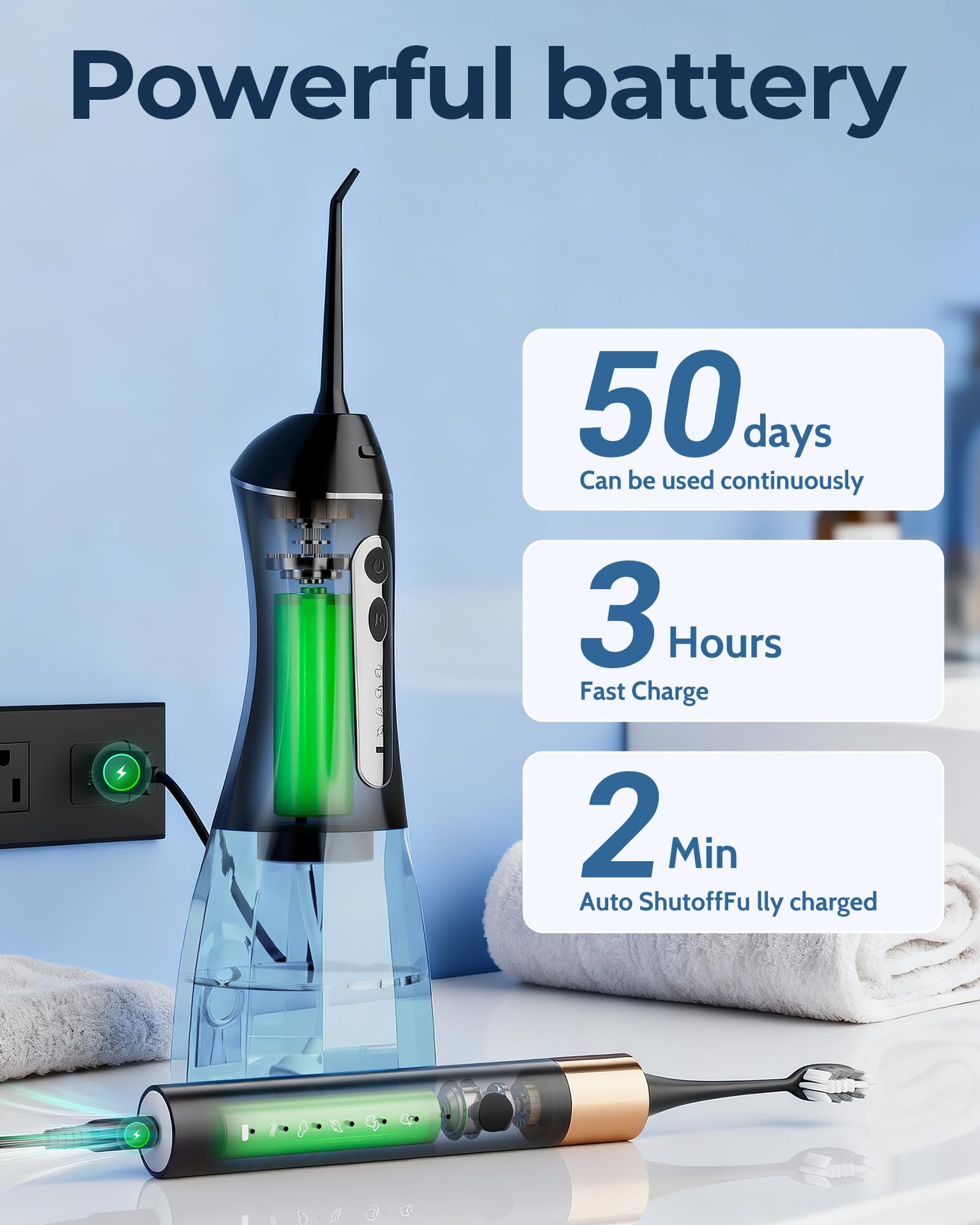VOLTLEAP cordless travel-ready design for on-the-go oral care.