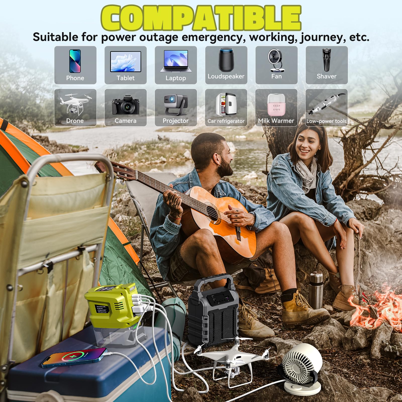 VoLtTech built-in 200lm LED work light for outdoor tasks.