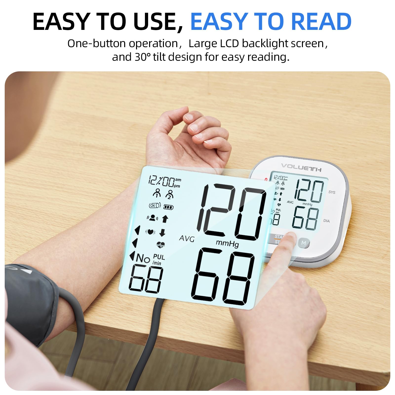 VOLUETH cuff detection and alerts prevent wrong measurements