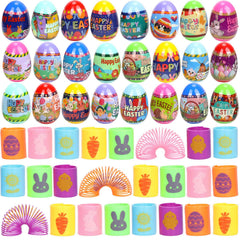VOMAOK 24-pack Easter eggs with coil springs for Easter egg hunts.