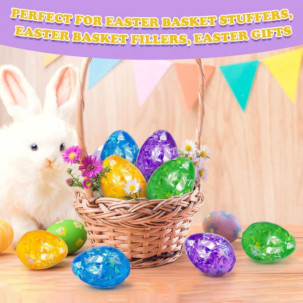 VOMAOK Easter egg stress ball orange glitter, engaging sensory fun for kids.