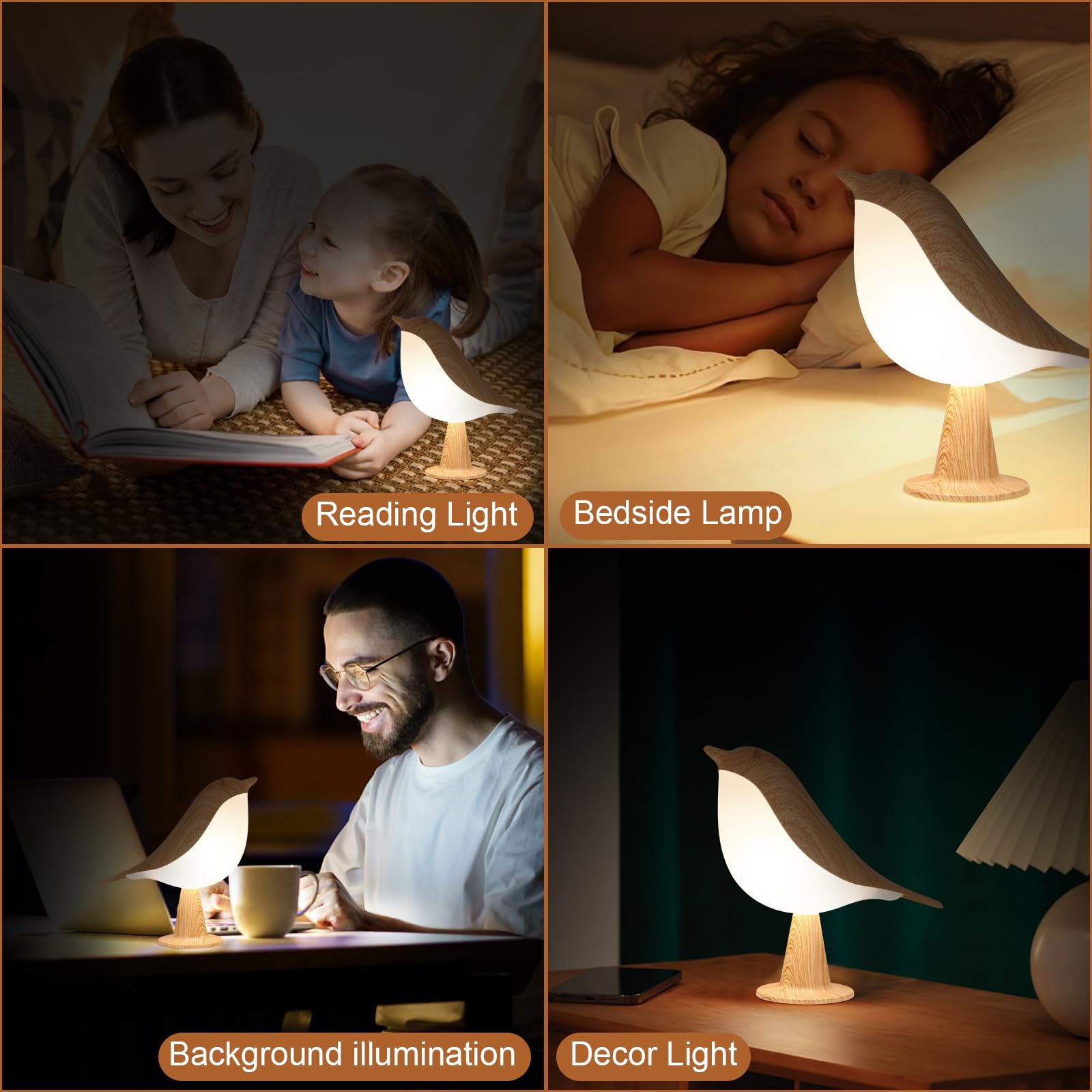 VoMii Bird Desk Lamp aroma diffuser hole for gentle scents.