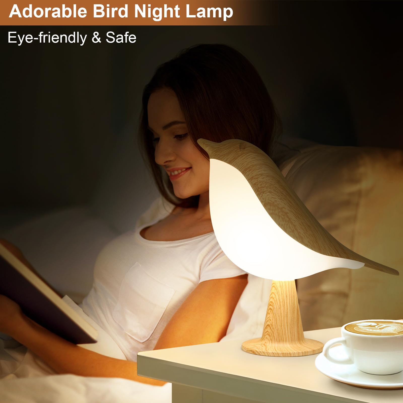 VoMii Bird Desk Lamp hangable ring for versatile placement.