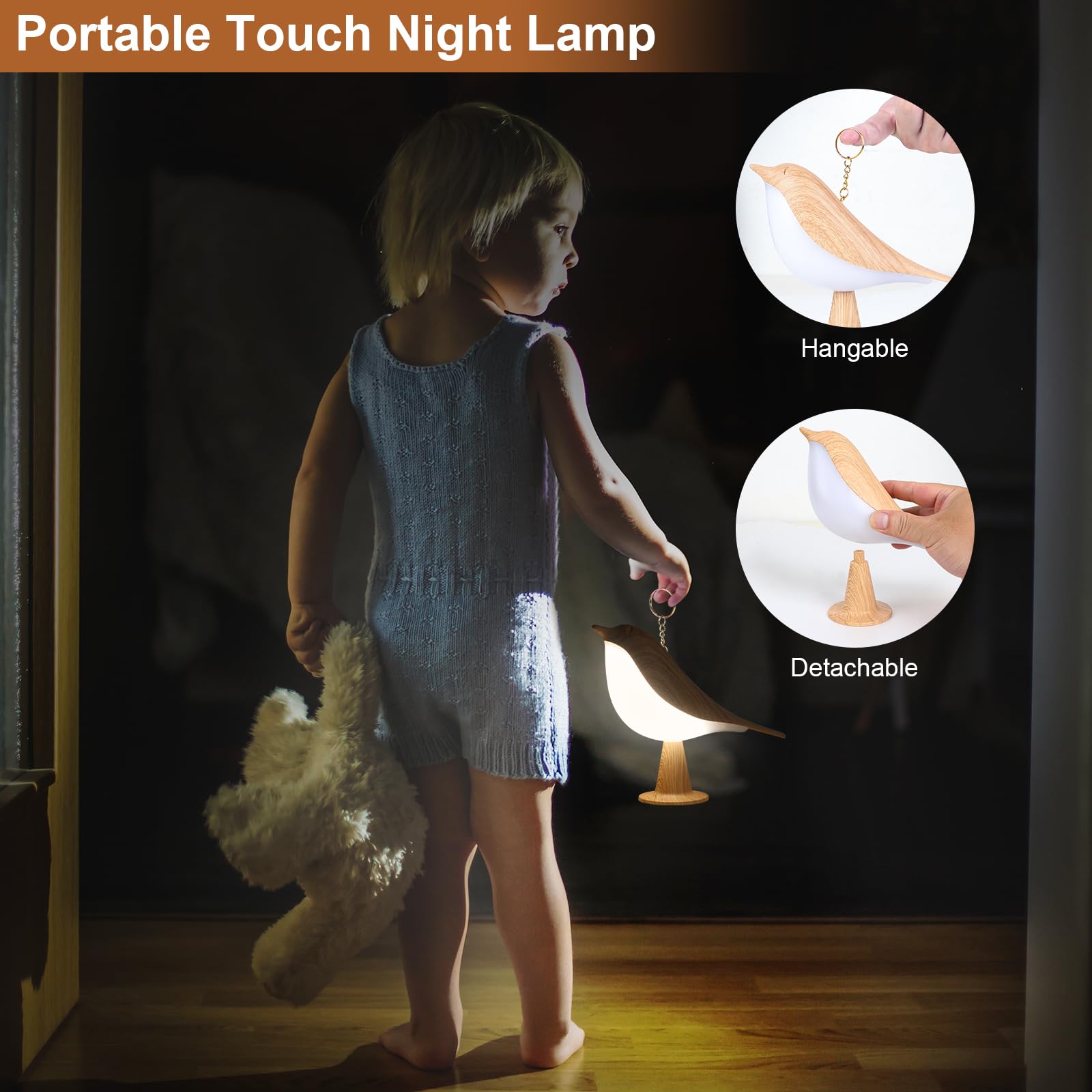 VoMii Bird Desk Lamp rechargeable battery enables cordless use.
