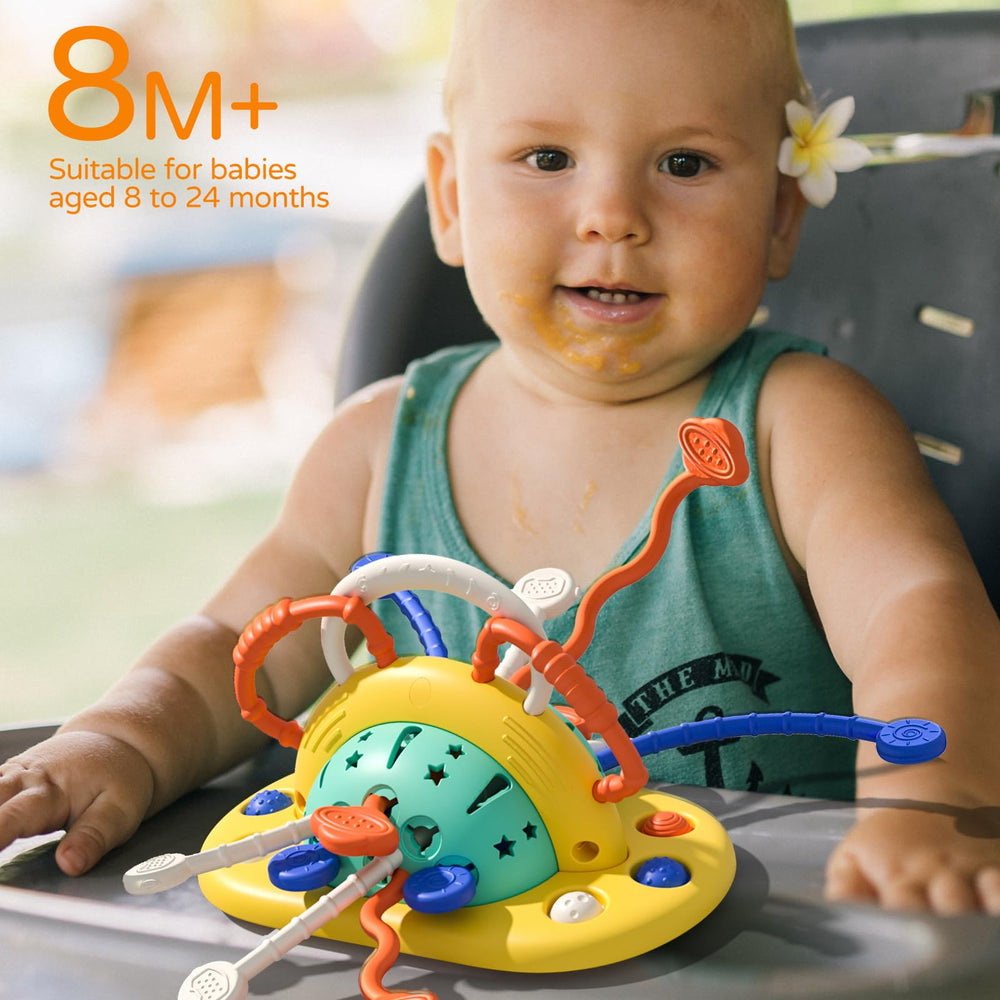 VoMii galaxy-themed silicone toy with vibrant textures for exploration.