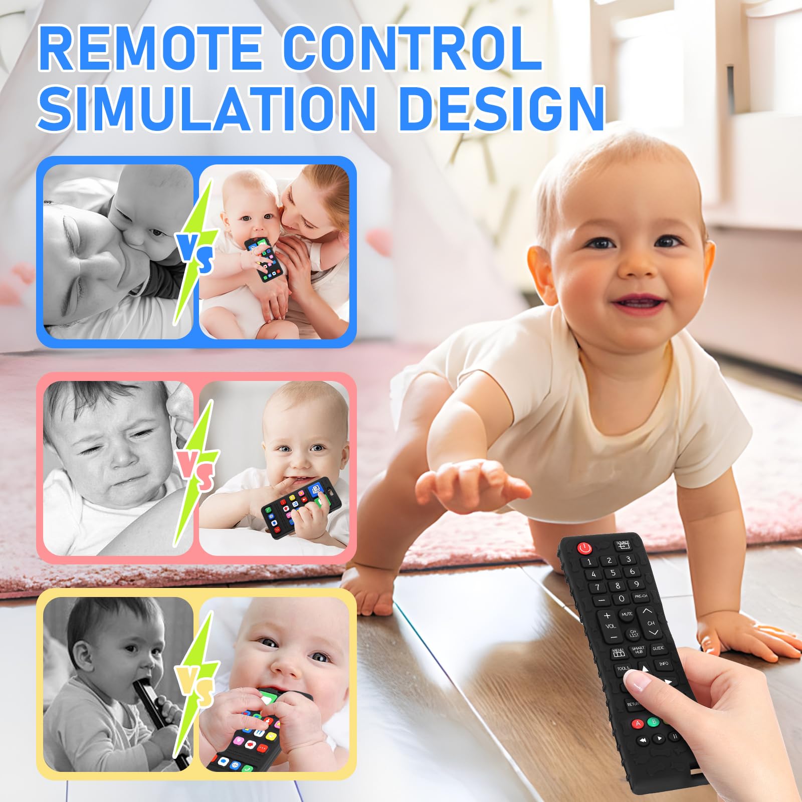 VoMii silicone teether with soft bite surface for comfortable chewing