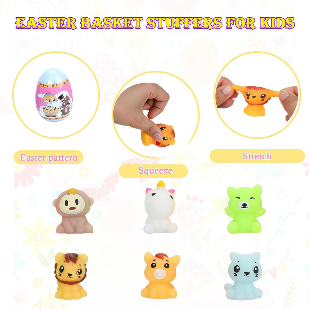 VOMAOK eggs include animal squishy toys for soft squeezable fun