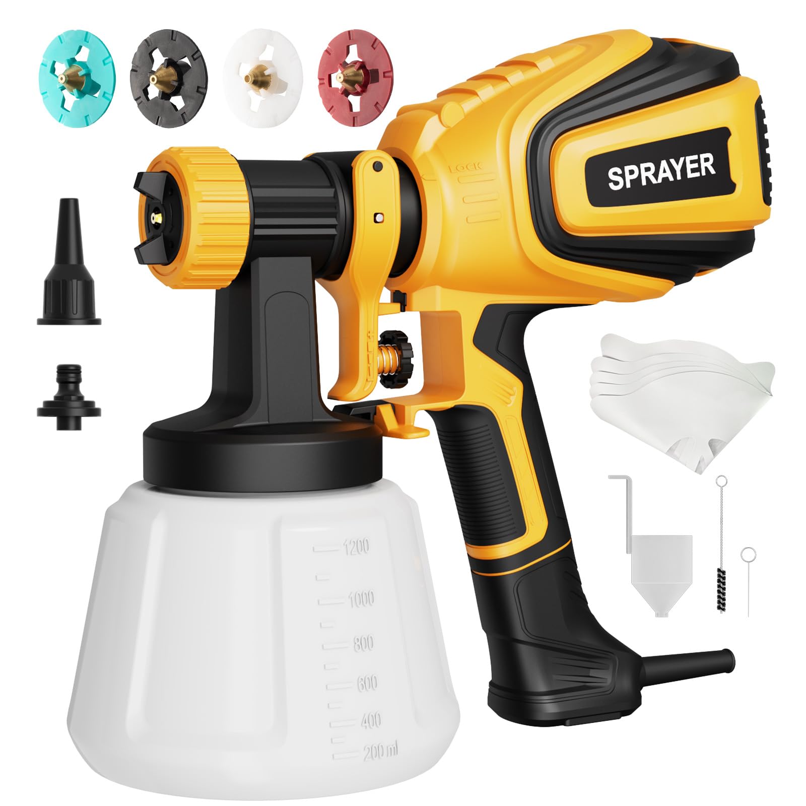 Vonforn paint sprayer with four nozzles for versatile furniture, walls, and cabinets