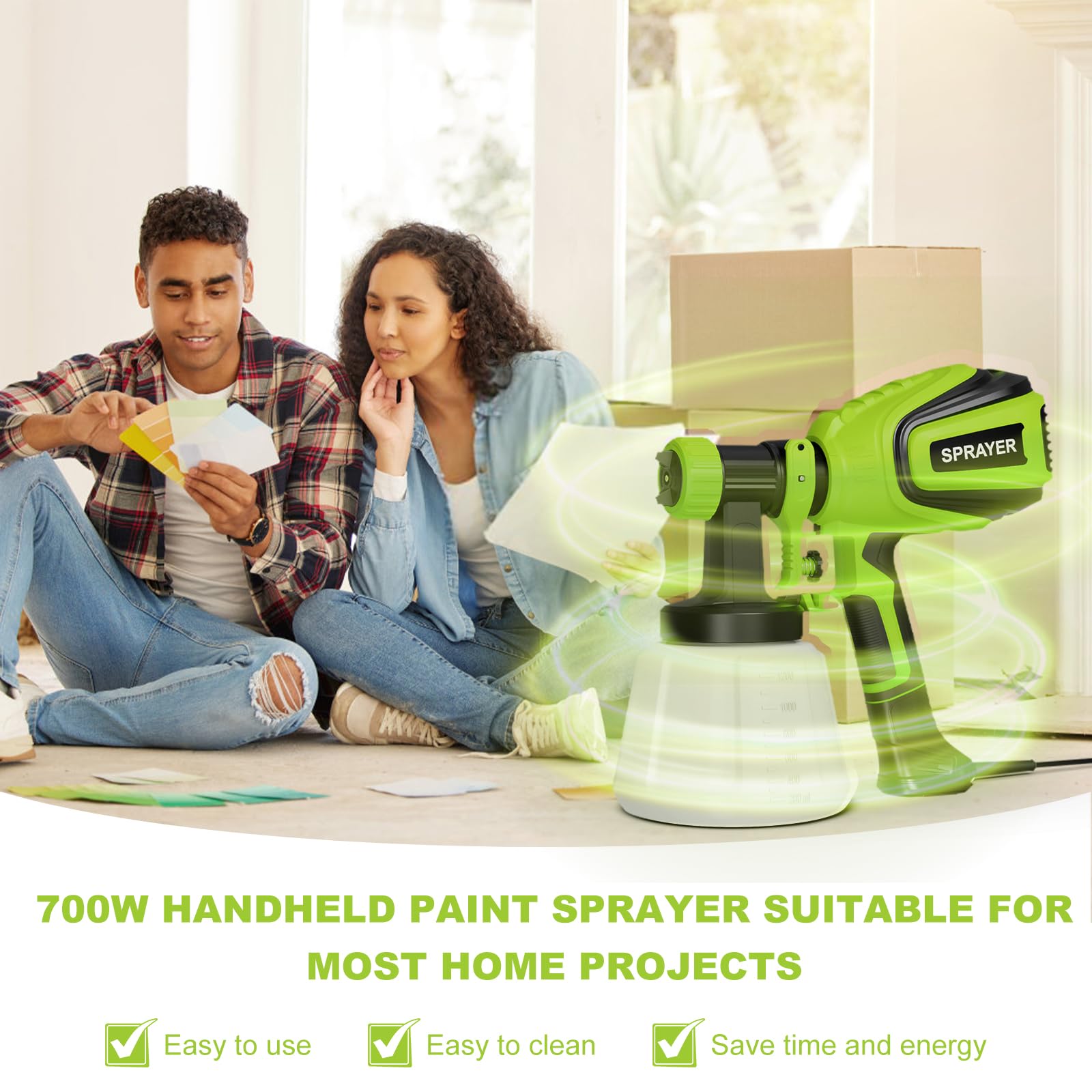 VONFORN Paint Sprayer with three spray patterns enables horizontal, vertical and circular coverage
