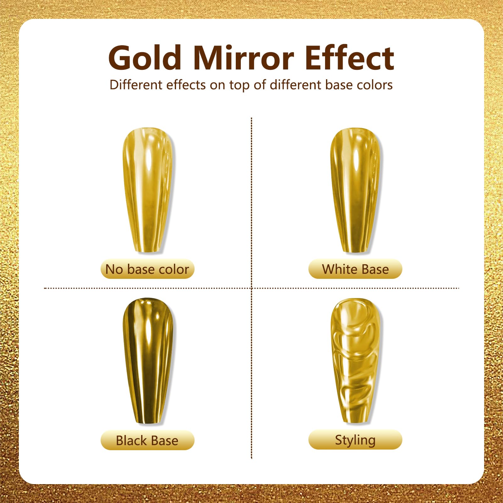 Vonrui fast and easy apply chrome powder for DIY nails.