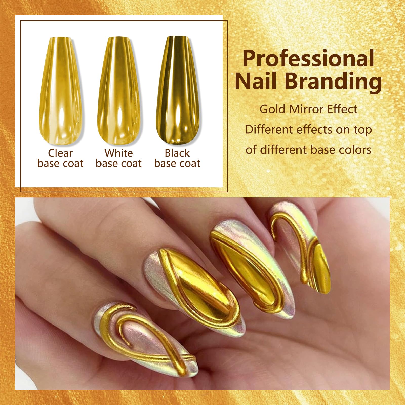 Vonrui mirror chrome powder close-up showing metallic shine for gel nails.