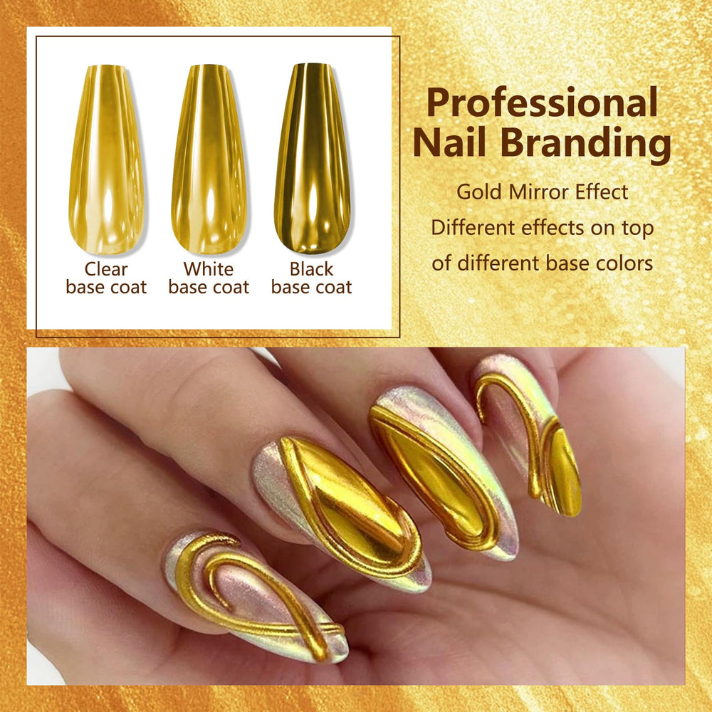 Vonrui mirror chrome powder close-up showing metallic shine for gel nails.