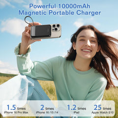 VONUV 22.5W PD fast charging with built-in USB-C cable for quick power on the go.