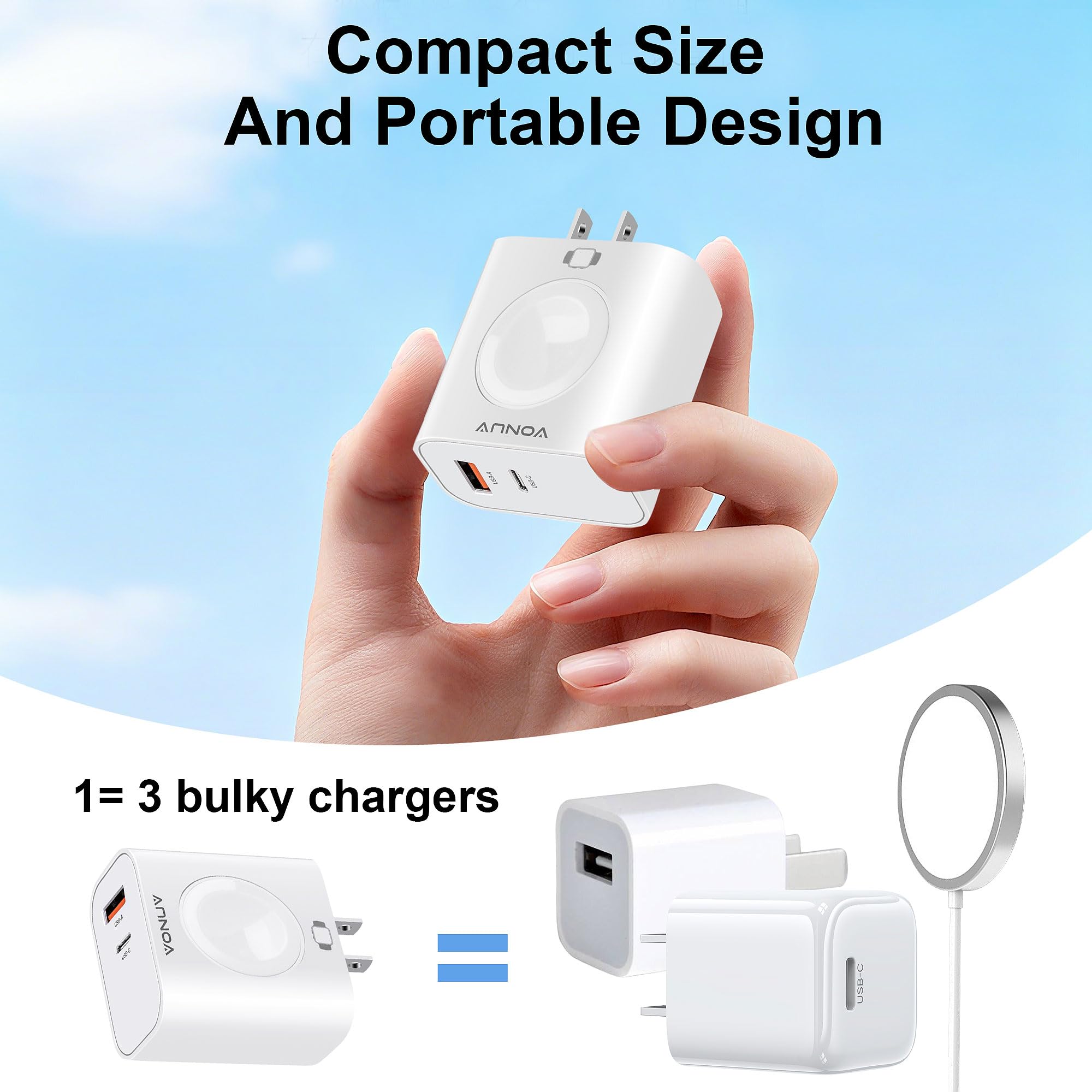 VONUV 60W fast-charging cable included for ready-to-use setups