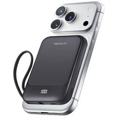 VONUV magnetic power bank 10000mAh with magnetic alignment for easy iPhone charging.